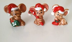 Vintage Christmas Mice Figurines Miniature Porcelain Lefton Japan Set - Picture 1 of 9