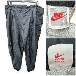 Vintage Nike Track Pants Windbreaker Nylon Sweats Lined 890s Y2K Swoosh Men Sz L - Picture 1 of 13