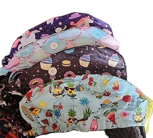 Lot Of 4 ,Scrub Cap Hat Unicorn & Stars Surgical by Green Scrubs with Buttons - Picture 1 of 6