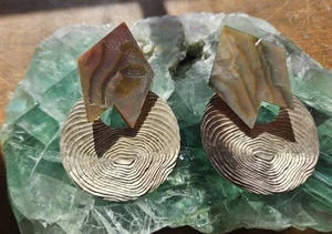 Vintage 925 Sterling Silver Stephen Dweck Moderne Abalone Earrings - Picture 1 of 6