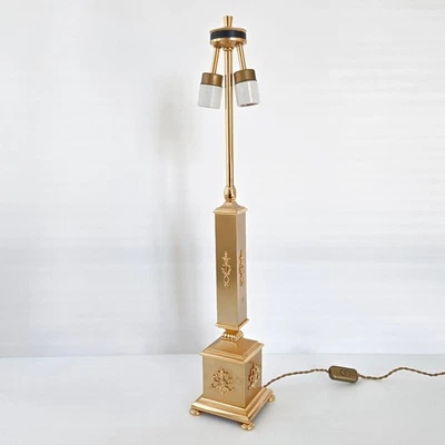 LAMPE DE TABLE VINTAGE 1970 SIGNEE SCIOLARI BRONZE & LAITON DORE 70S ANNEES 70 - Photo 1/4