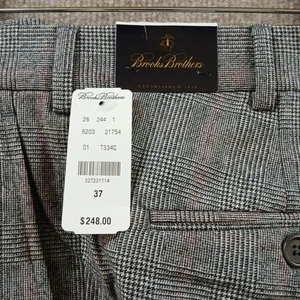 Brooks Brothers Hose Herren 38 grau Hahnentritt Glen kariert 36" Ins unvollendeter Saum - Bild 1 von 16