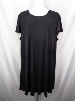 Vestido CJ Banks Negro Talla Grande 3X Manga Acampanada Hombro Calado Tejido Líquido Nuevo Foto 1 de 4