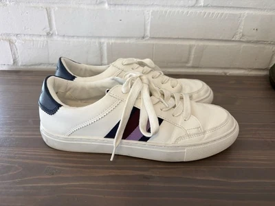 J. Zapatillas deportivas Crew Road Trip para mujer 8 blancas a rayas laterales informales zapatos cómodos Foto 1 de 4