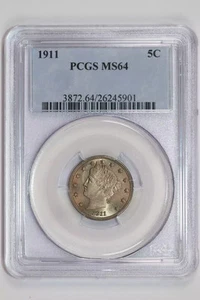 1911 LIBERTY V NICKEL PCGS MS64 - Picture 1 of 2