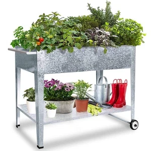 Raised Planter Box with Legs Outdoor Standing Elevated Garden Bed On Wheels f... - Picture 1 of 7