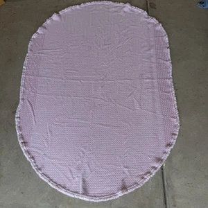 Vintage Baumwolle Waffel Strick Decke 73x53 Oval Rosa Kinderzimmer Baby Mädchen Dusche - Bild 1 von 6