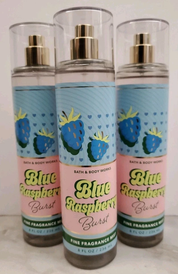 Bath & Body Works BLUE FRAMBUESA RÁFAGA FINA FRAGANCIA SPRAY CORPORAL LOTE DE 3 UNIDADES  Foto 1 de 3