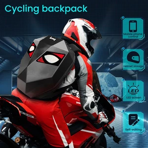 LED Motorrad Rucksack Helmhalter futuristisch, App Steuerung Motorradrucksack  - Bild 1 von 9
