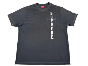Supreme Mens XL T Shirt Black Vertical Pocket Spell Out Tee Skate Streetwear - Picture 1 of 7