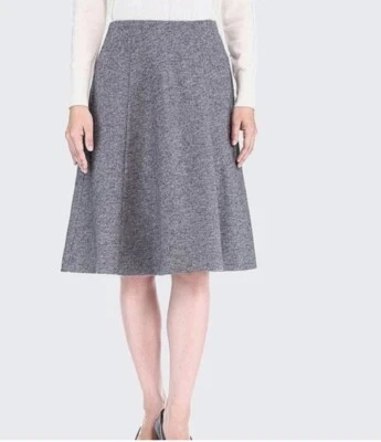 Falda pequeña Uniqlo gris elástica mezcla de lana forrada línea A hasta la rodilla Foto 1 de 4
