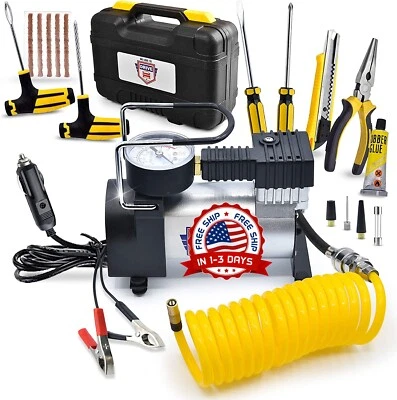 Inflador Llantas De Autos Compresor Aire Bomba Portatil Para Carro Bicicleta NEW - Image 1 of 4