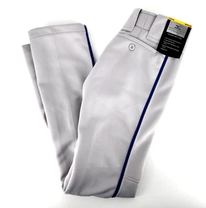 Mizuno Youth Medium 24-26 Gray Blue Strip Full Length Baseball Pants Hemmed NWT - Picture 1 of 10