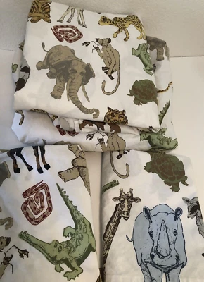 Pottery Barn Kids PBK Jungle Animal 4 piezas Juego de sábanas dobles completo estuches planos ajustables Foto 1 de 4