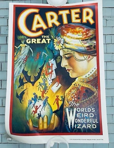 1996 Carter the Great Magician Poster ~ 13" x 18" ~ Wizard Ball Cards bats Demon - Picture 1 of 8