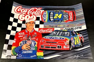 Jeff Gordon Hand Signed Sam Bass 18x24 Print NASCAR - Picture 1 of 6