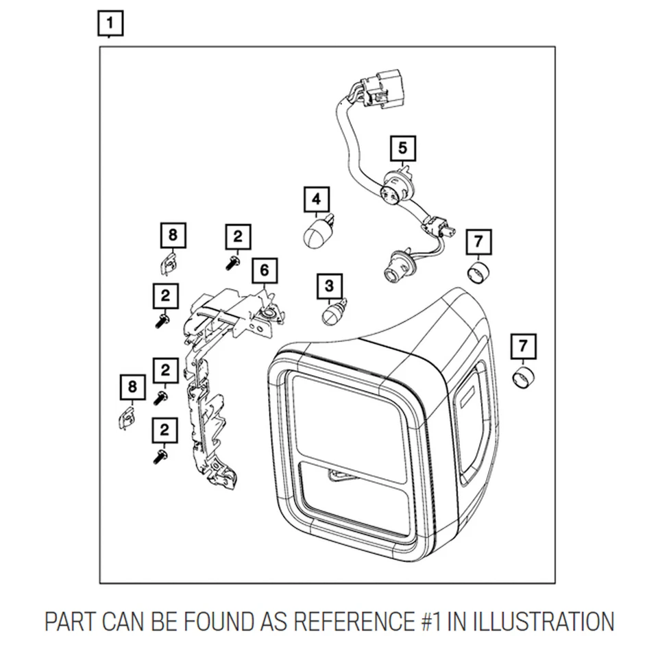 正品原始设备制造商 Mopar 发球杆左尾灯适用于吉普角斗士 Rubicon Sport — 第 1/1 张图片
