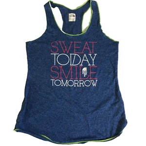 The North Face Tank Top Womens Sz M Blue Sweat Today Smile Tomorrow Sleeveless - Picture 1 of 9