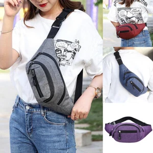 Unisex Waist Shoulder Bag Phone Crossbody Zipper Sports Workout Large Capacity - Picture 1 of 38