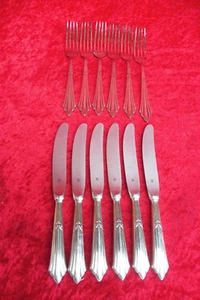 Schöne Frühstücksbesteck , 6 Personen (6 Gabel, 6 Messe ), WMF Fächermuster  90 - Picture 1 of 5