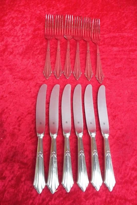 Schöne Frühstücksbesteck , 6 Personen (6 Gabel, 6 Messe ), WMF Fächermuster  90 - Image 1 of 4