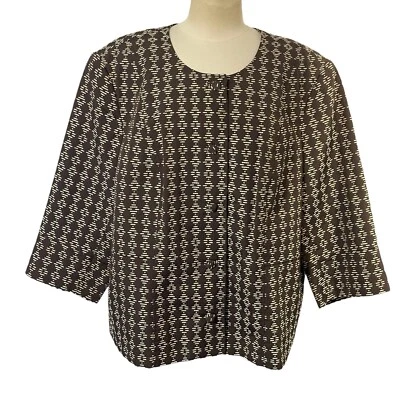 Blazer Chaqueta de Carrera Sigrid Olsen Talla 20W Marrón Tostado Tribal Patrón Diamante Foto 1 de 4