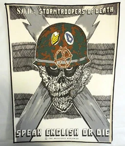 S.O.D. Back Patch - Vintage New Stormtroopers of Death SOD Speak English or Die - Picture 1 of 9
