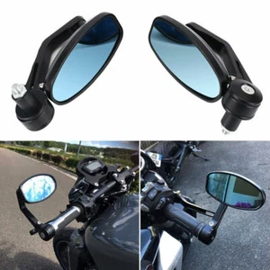 Universal 7/8" Handle Bar End Rearview Side Mirrors For Honda Ducati Yamaha - Picture 1 of 12