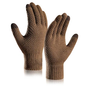 Warm Windproof Knitted Winter Gloves Adult Touch Screen Warm Soft Mittens Gifts - Picture 1 of 65