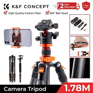 K&F Concept 68" Carbon Fiber Camera Tripod D Series 360° Ball Head W/ Phone Clip - Picture 1 of 8