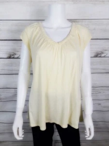Alfani Intimates Womens Knit Top Size XXL Yellow Stretch Short Sleeve Very Soft  - Picture 1 of 5