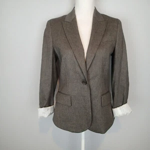  Theory Gabe B mix blazer jacket 6 wool bl brown beige  - Picture 1 of 12