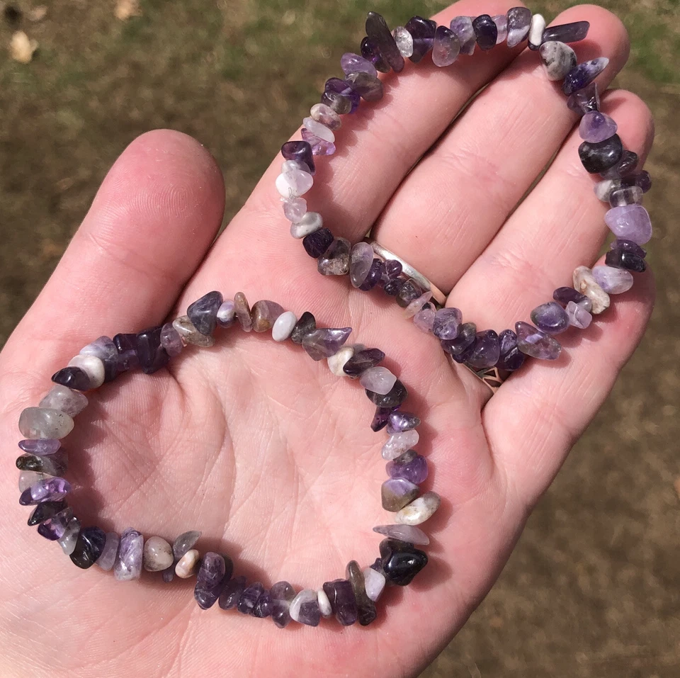 Amethyst Chip Bracelet Handmade Genuine Crystal Bracelet