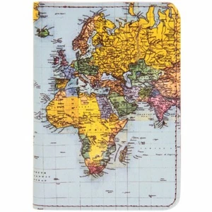 Estuche para pasaporte estampado mapa del mundo viaje vacaciones - Imagen 1 de 3