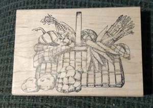 The Peddler's Pack Stampworks Vintage Rubber Stamp Vegetable Basket - Picture 1 of 3