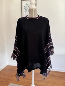 100% Baby Alpaka Damen Poncho leicht - schwarz - Bild 1 von 5