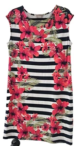 NWT Chico's Women's Dress Size 2 Floral Midi Scoop Neck Stretch - Picture 1 of 4
