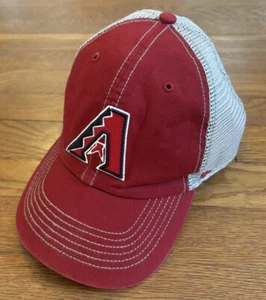 MLB Arizona Diamondbacks 47 Brand Snap Back Trucker Hat Mesh Red Tan Distressed - Picture 1 of 5