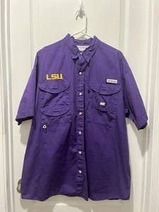 LSU Columbia PFG Men’s Large Vented Fishing Omni Shade Purple Shirt - Picture 1 of 8