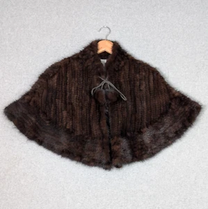 Preston & York Premiere Knit Mink Fur Stole Cape One Size Tie Front - Picture 1 of 8