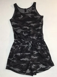 Athleta Girl Camouflage On The Go Romper Size XL 14 Black Shorts Sleeveless - Picture 1 of 10