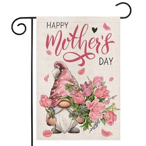 Happy Mother's Day Garden Flags for Outside 12x18 Inch Double SidedGnome with... - Picture 1 of 8