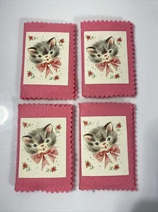 Bridge Score Booklets Score Pads Pink Vintage Kitten Lot of 4 - Picture 1 of 5