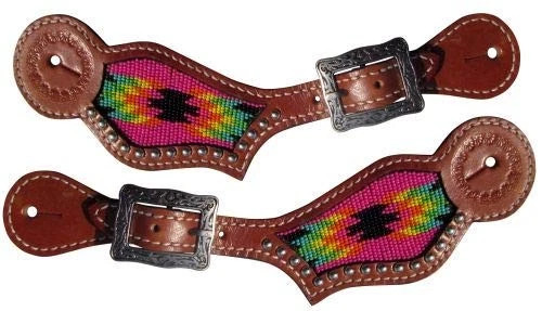 Correas de cuero Showman con diseño navajo con cuentas rosa intenso Foto 1 de 1
