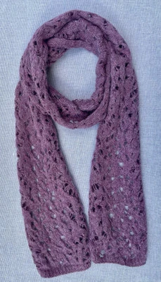 Eileen Fisher Tejido Lana Mezcla Mohair Bufanda Malva Tejido Abierto Encaje 9" x 75" Foto 1 de 4