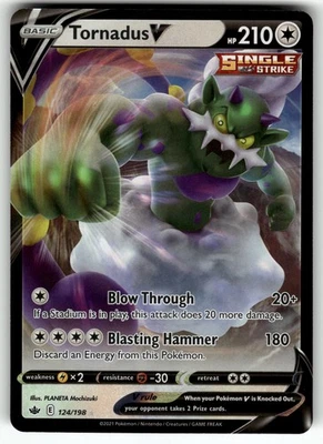 Tornadus V 124/198 SWSH06: Chilling Reign NM Pokemon Card TCG - Image 1 of 2