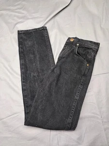Vintage Wrangler Jeans 8 Slim Black Denim Made in USA Straight Leg Youth Pants - Picture 1 of 11
