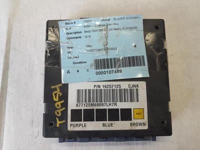 Módulo de control de carrocería usado se adapta a: Chevrolet Blazer s10/jimmy s15 1999 control de carrocería Foto 1 de 4