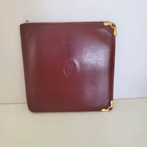 Must de Cartier Herren-Geldbörse aus Leder mit Doppelfaltung Bordeauxrot Medium Retro Kartenschein - Bild 1 von 13