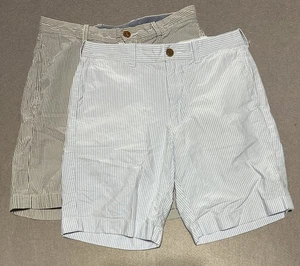 Lote 2 Pantalones Cortos J.Crew Gramercy Hombre 30W Seersucker Azul Blanco Rayas Algodón - Imagen 1 de 5